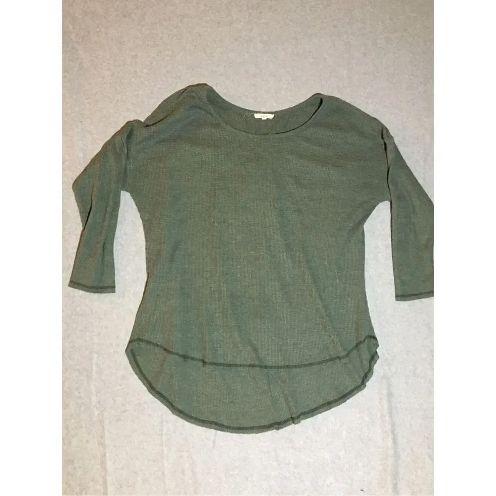 Womens Easel Shirt Size Medium Dark Green Waffle Knit Sweater Cotton Blend